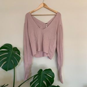 Pink Cropped Free People Sweater